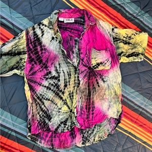 Rayon tie dye button down shirt